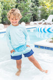 Prodoh Blue Blossom Color Block Swim Trunks