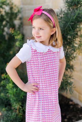 Lila & Hayes Pink Party Hat Jumper Dress Set-Woven