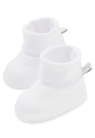 Kissy Kissy Essentials Booties White w/ Blue Trim