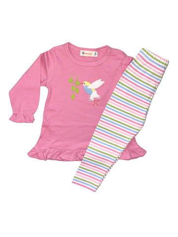 Luigi Kids Candy Stripe Humming Bird Legging Set