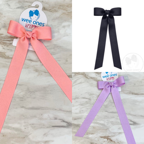 Wee Ones Grosgrain Bow with Tails-Mini (Multiple Colors)