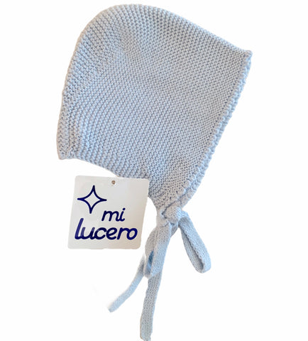 Mi Lucero Light Blue Garter Stitch Bonnet