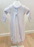 Squiggles by Charlie Blue/Tan Stripe Button Sack Gown
