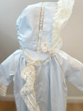 Baby Sen Blue Heirloom Gown Set-Ecru Trim