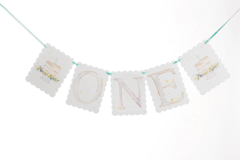 Over The Moon "One" Birthday Banner-Blue