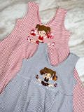 Squiggles by Charlie Red Stripe Cheerleader Twirl Dress