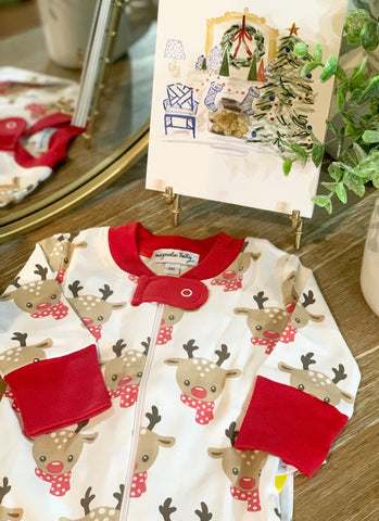 Magnolia Baby Rudolph ZIP Pajamas