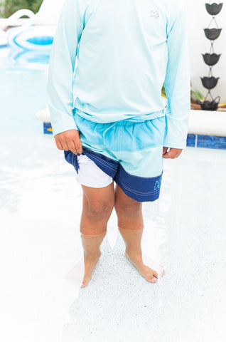 Prodoh Blue Blossom Color Block Swim Trunks
