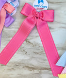 Wee Ones Stitched Edge Bow with Tails-Medium (Multiple Colors)