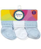 Jefferies Socks Rock-A-Bye Turn Cuff Socks 6 Pair Pack (White, Pink, Blue)