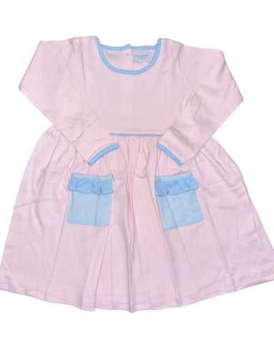 Squiggles by Charlie Light Pink/Blue Mini Stripe Popover Dress