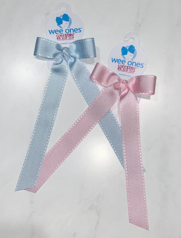 Wee Ones Stitched Edge Bow with Tails-Mini (More Colors)