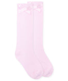 Jefferies Socks Pointelle Bow Knee High Socks (White, Ivory, Pink)